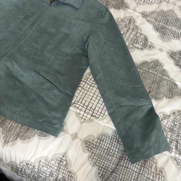 Vintage Koret Polyester Suede green jacket women’s medium. - Picture 2 of 12
